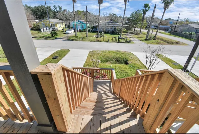 a view of swimming pool with seating space