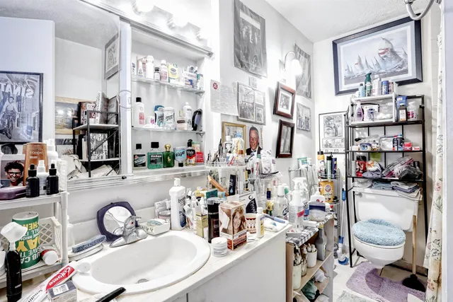 a bathroom with shower