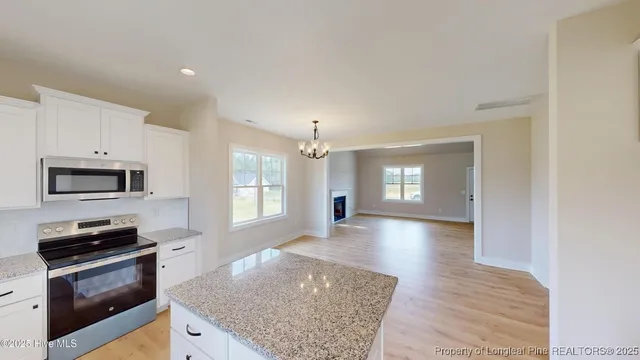 a kitchen with stainless steel appliances granite countertop a stove and a refrigerator