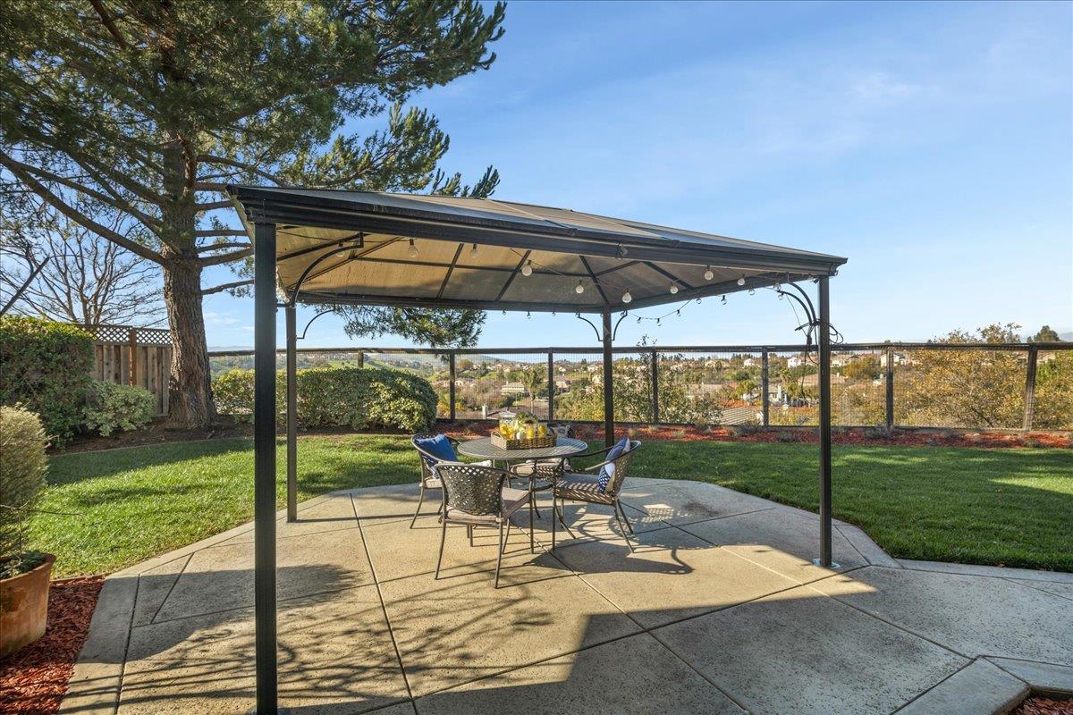 6315 Skywalker Drive San Jose, CA 95135 - Photo 27 of 34 a view of a patio with a table chairs and a backyard