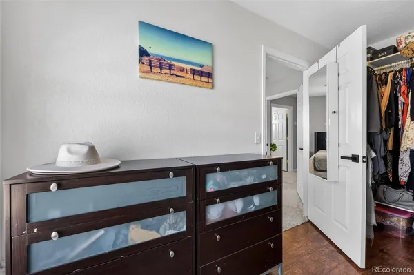 a view of bedroom with furniture and closet