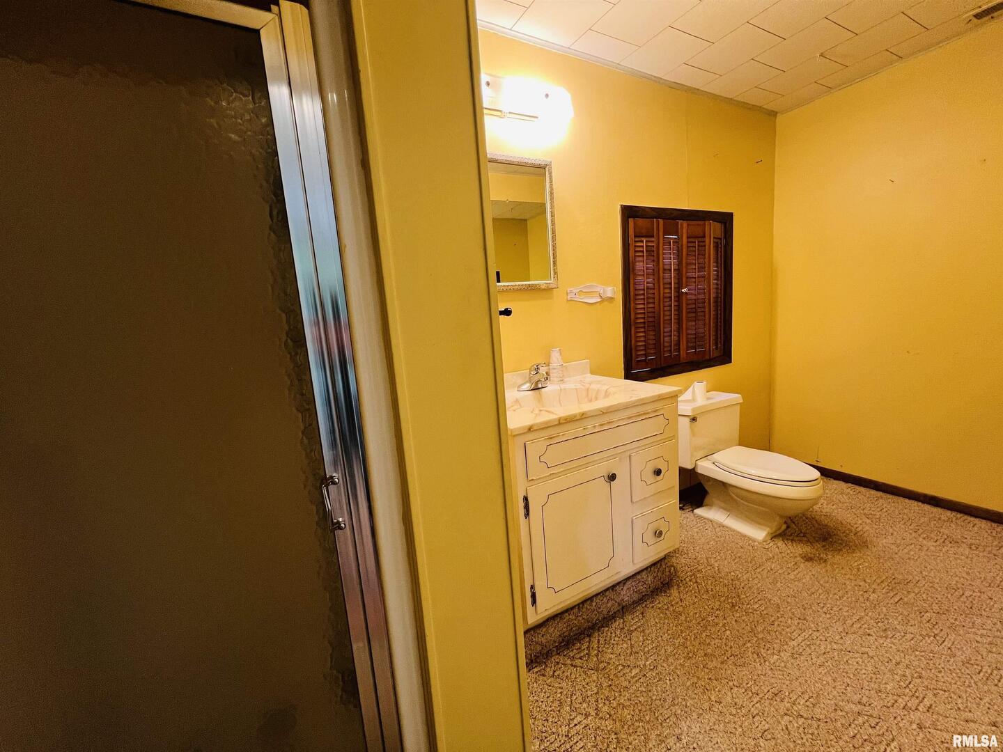 295 Country Acres Road Eldorado, IL 62930 - Photo 29 of 32 a bathroom with a granite countertop sink and a mirror