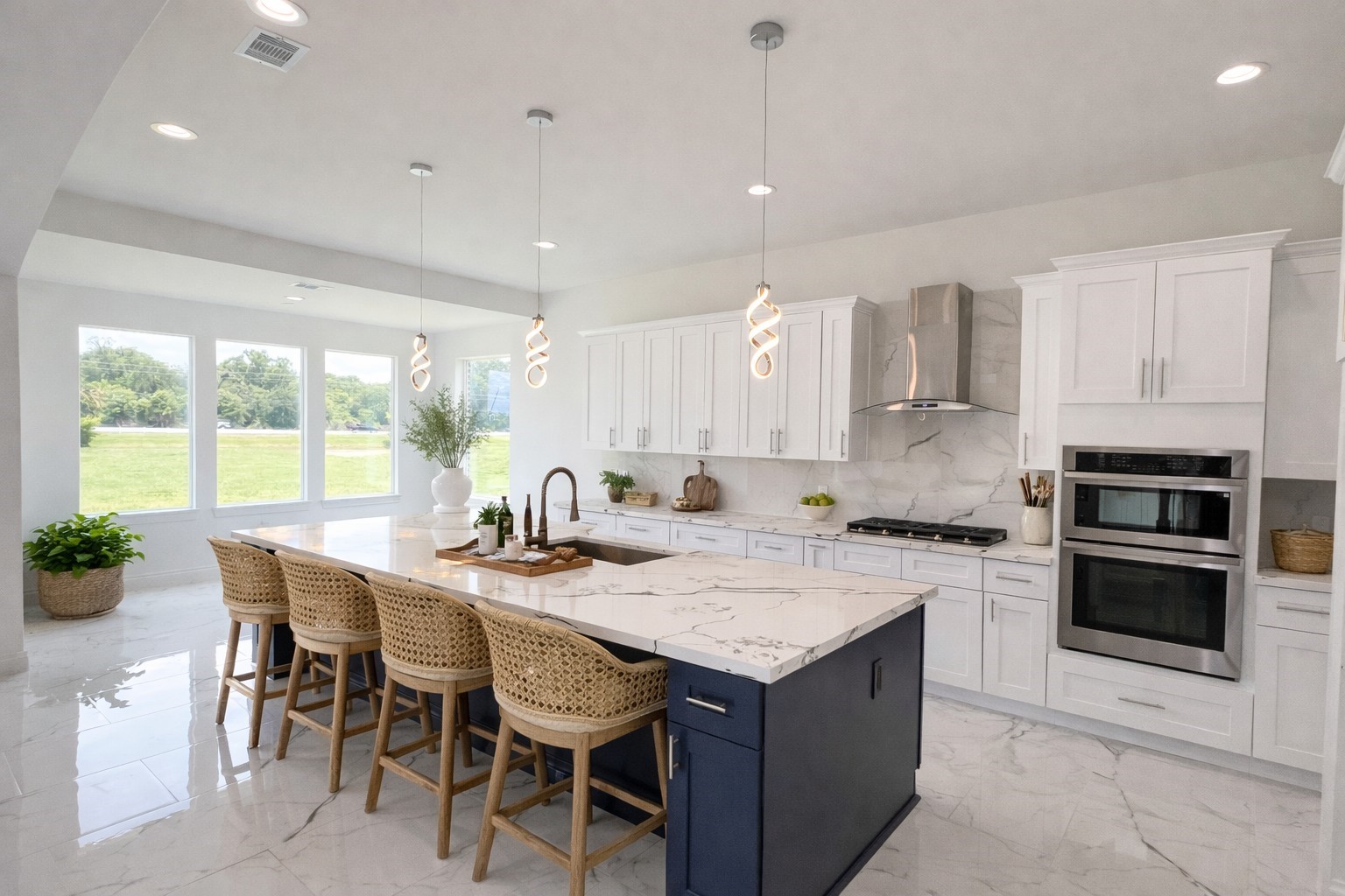 126 Lakeland Circle Rosharon, TX 77583 - Photo 14 of 49 a kitchen with a stove a sink a microwave and a dining table