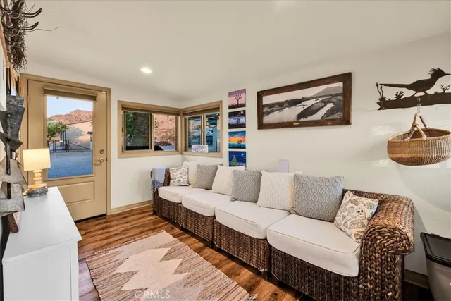 a view of an outdoor space with seating