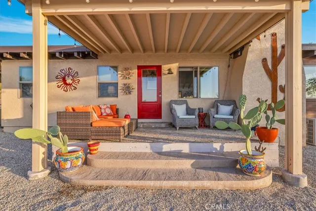 a view of outdoor space with seating