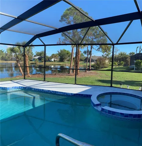 a view of a lake from a yard