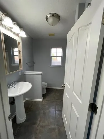 a bathroom with a bathtub