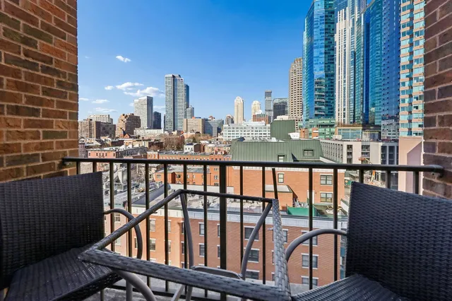 a city view from a balcony