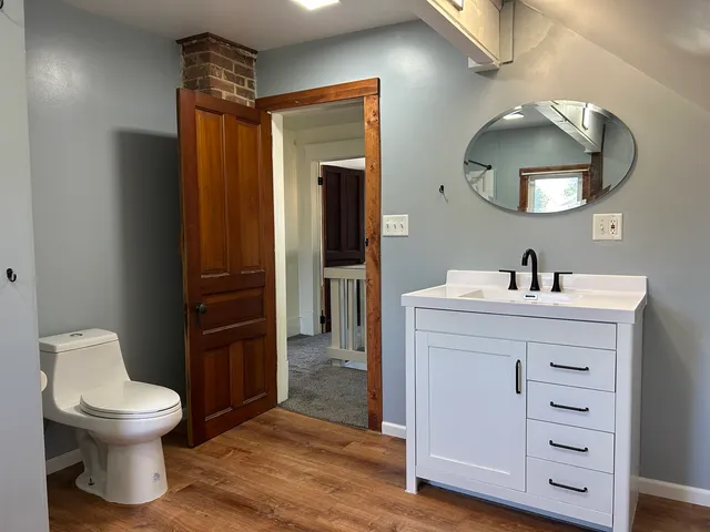 a bathroom with a bathtub