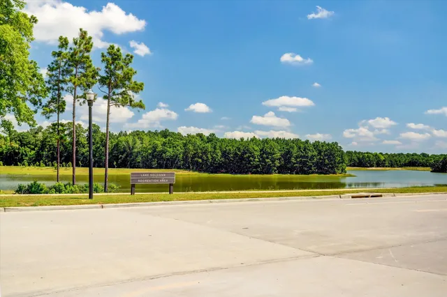a park view with a entertaining space and large trees