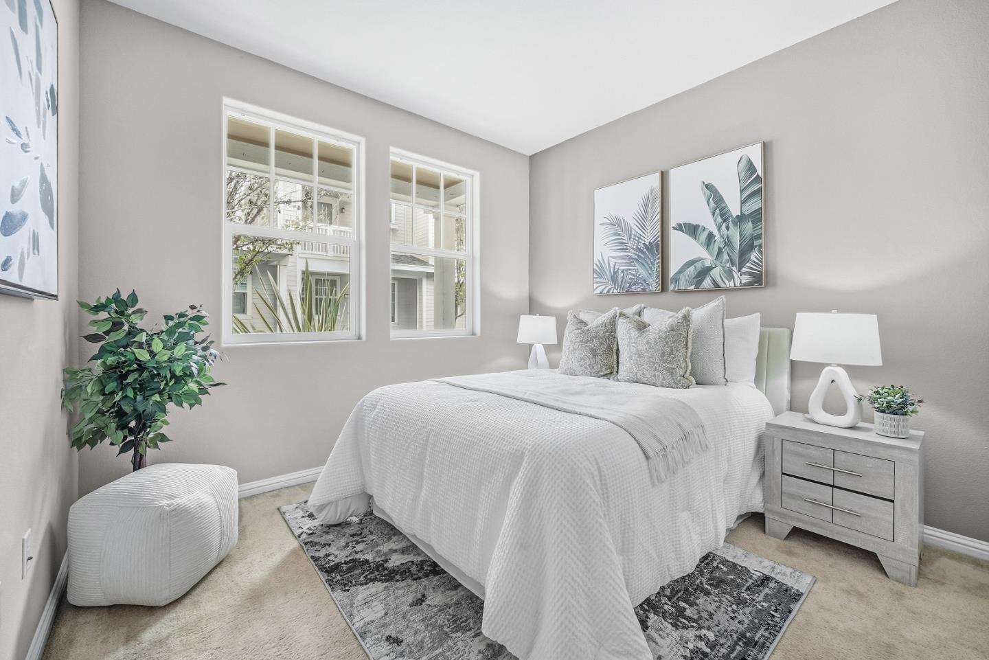 346 Circuit Way Mountain View, CA 94043 - Photo 16 of 65 a bedroom with a bed and a potted plant