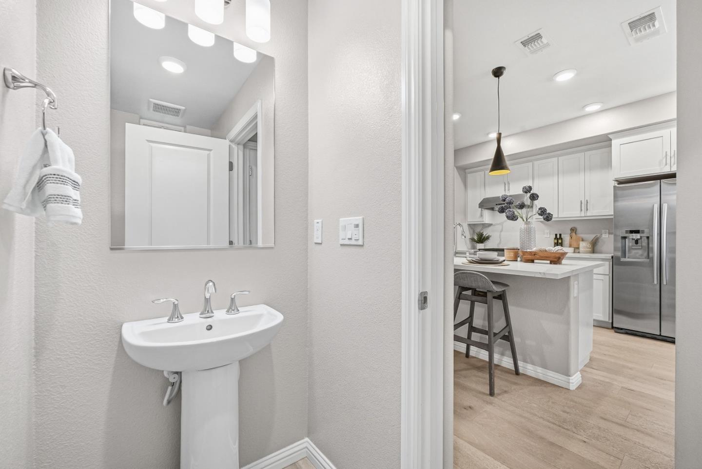 346 Circuit Way Mountain View, CA 94043 - Photo 30 of 65 a bathroom with a sink a mirror and a shower