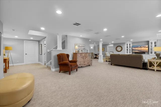 a living room with furniture