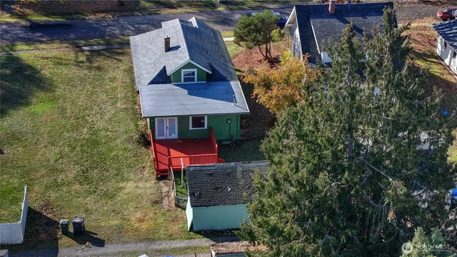 an aerial view of a house