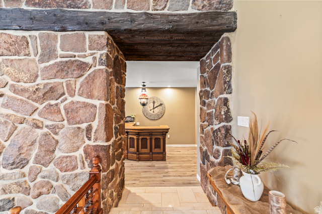 460 Omni Point Road Central Valley, UT 84754 - Photo 13 of 101 Stone archway entrance featuring an exposed wood beam
