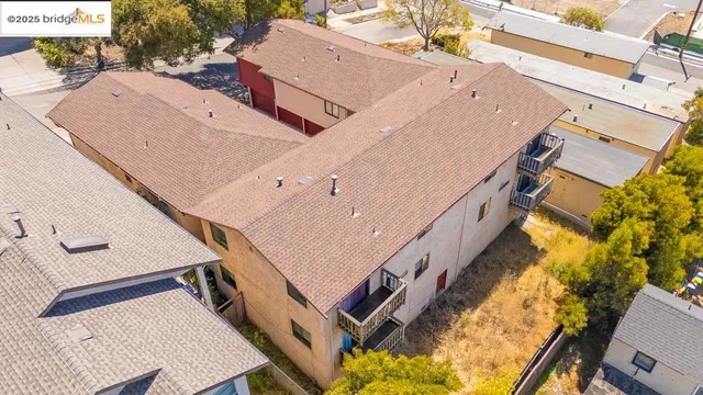 an aerial view of a house