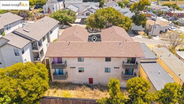 an aerial view of a house