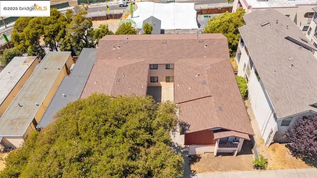 an aerial view of a house