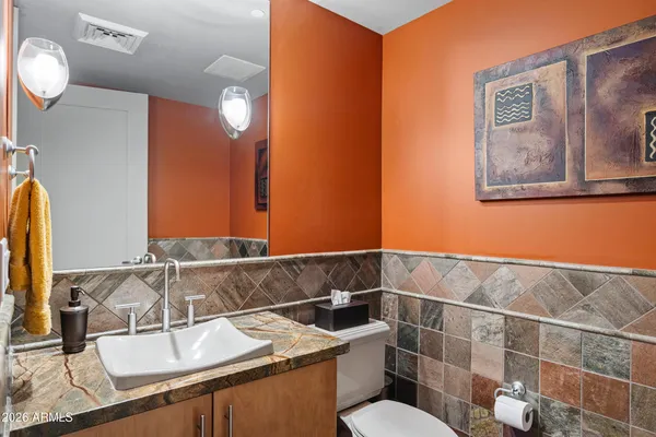 a living room with furniture