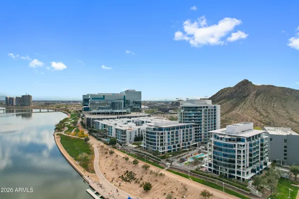 a view of a city and ocean view