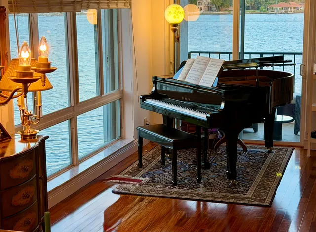 a living room with furniture