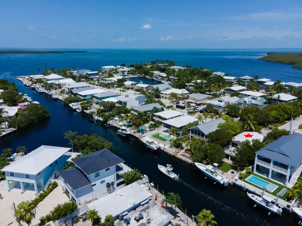 an aerial view of a house with a lake view