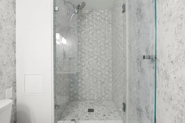 a bathroom with a shower