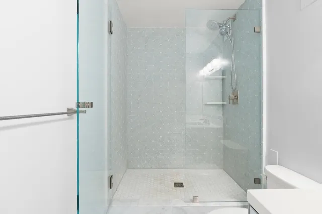 a bathroom with a bathtub