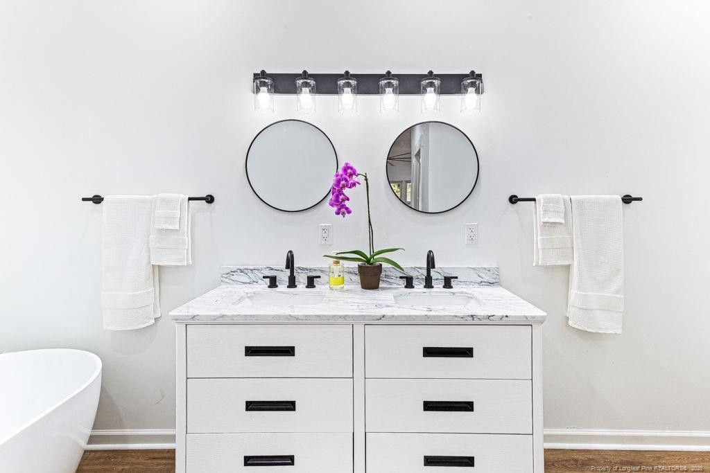 447 T T Johnson Road Carthage, NC 28327 - Photo 34 of 49 a bathroom with a sink and a mirror
