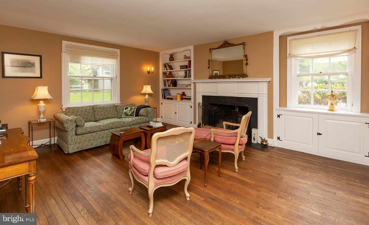515 Manor Road Wynnewood, PA 19096 - Photo 4 of 34 Living room with fireplace