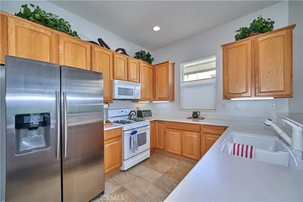 a view of a kitchen counter top space