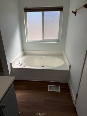 a bathroom with a bathtub