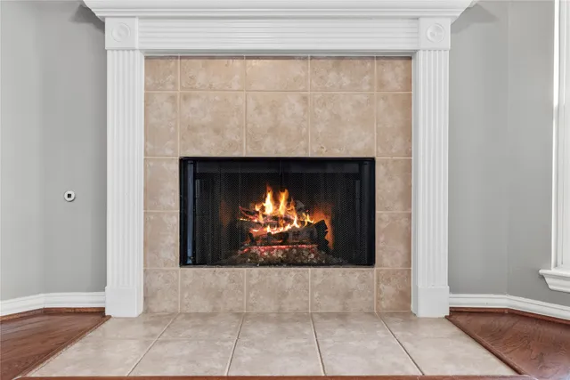 a room with fireplace