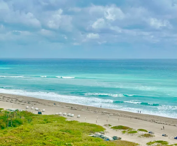 a view of a lake with a beach