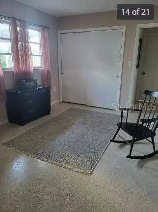 an empty room with windows