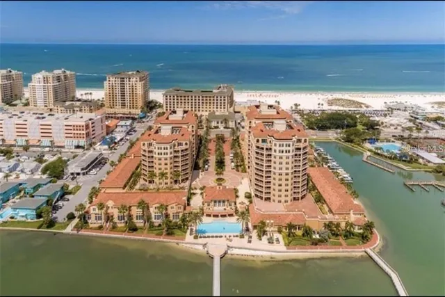 a view of a lake with a city