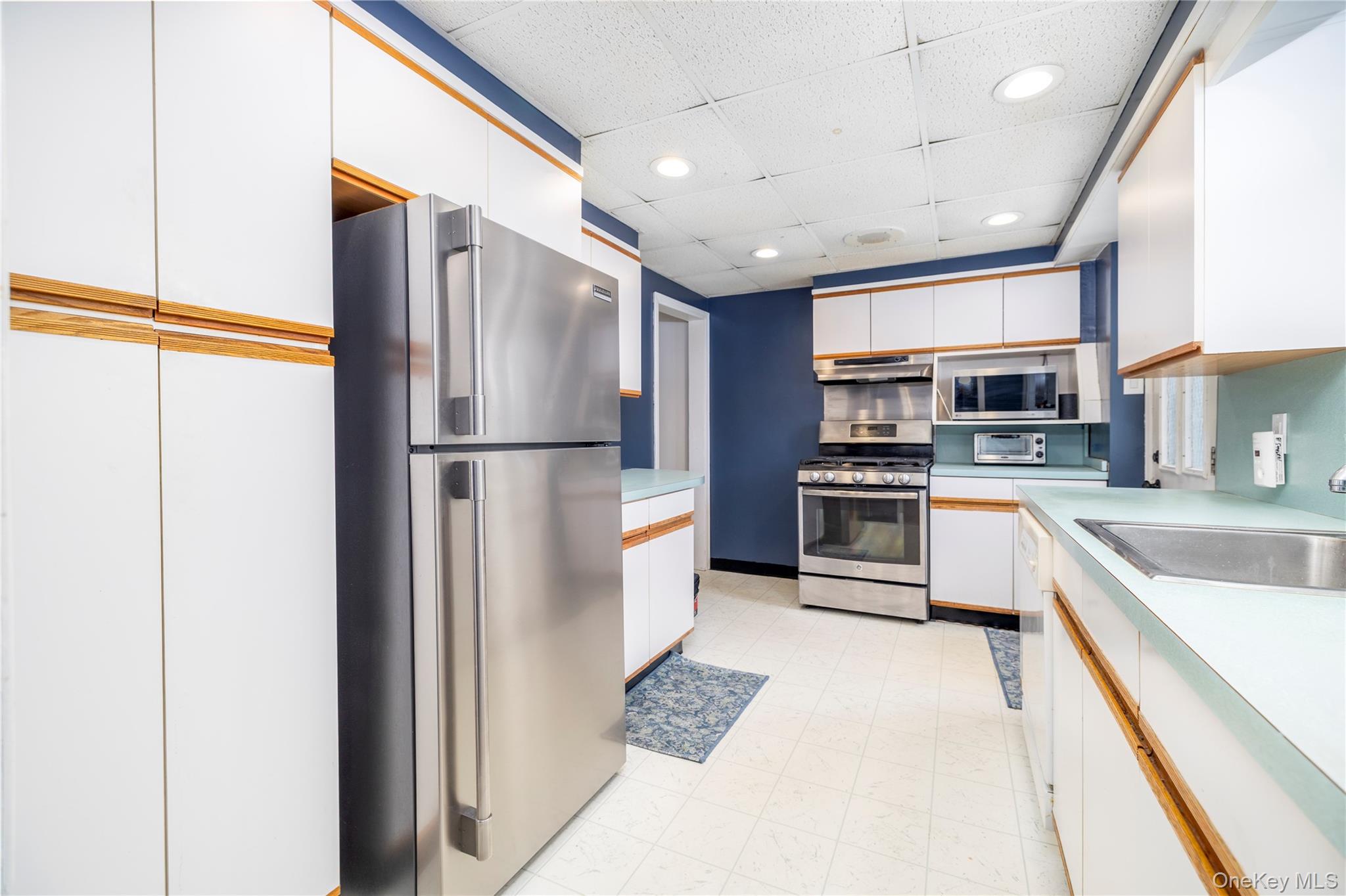 135 Chestnut Street Lynbrook, NY 11563 - Photo 9 of 18 a kitchen with stainless steel appliances granite countertop a refrigerator and a sink