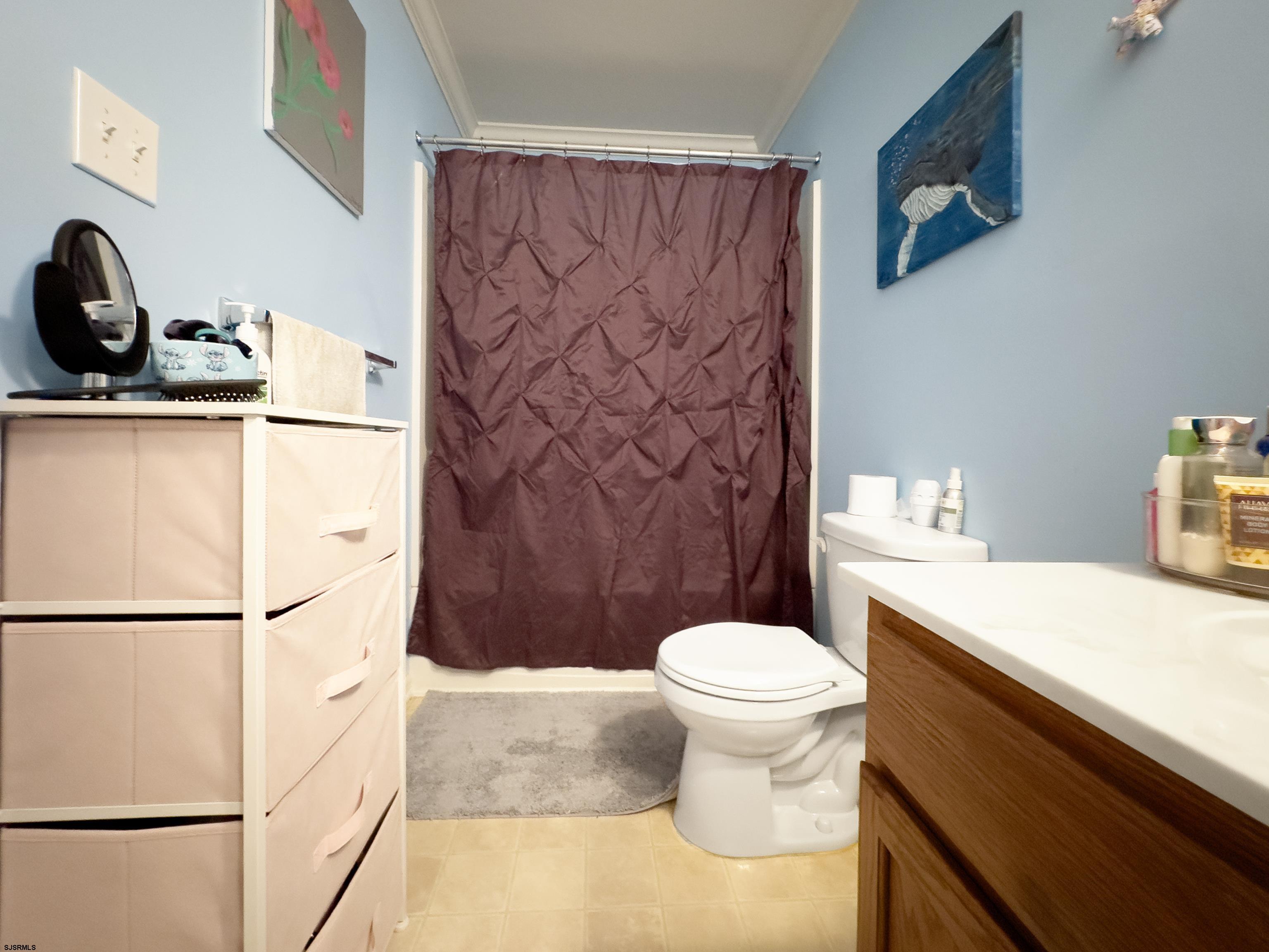 48 Gasko Road Mays Landing, NJ 08330 - Photo 19 of 30 a bathroom with a sink a toilet and shower curtain