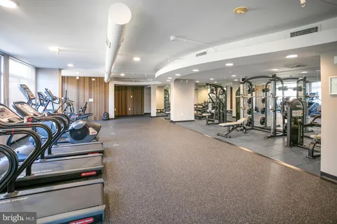 a view of a room with gym equipment