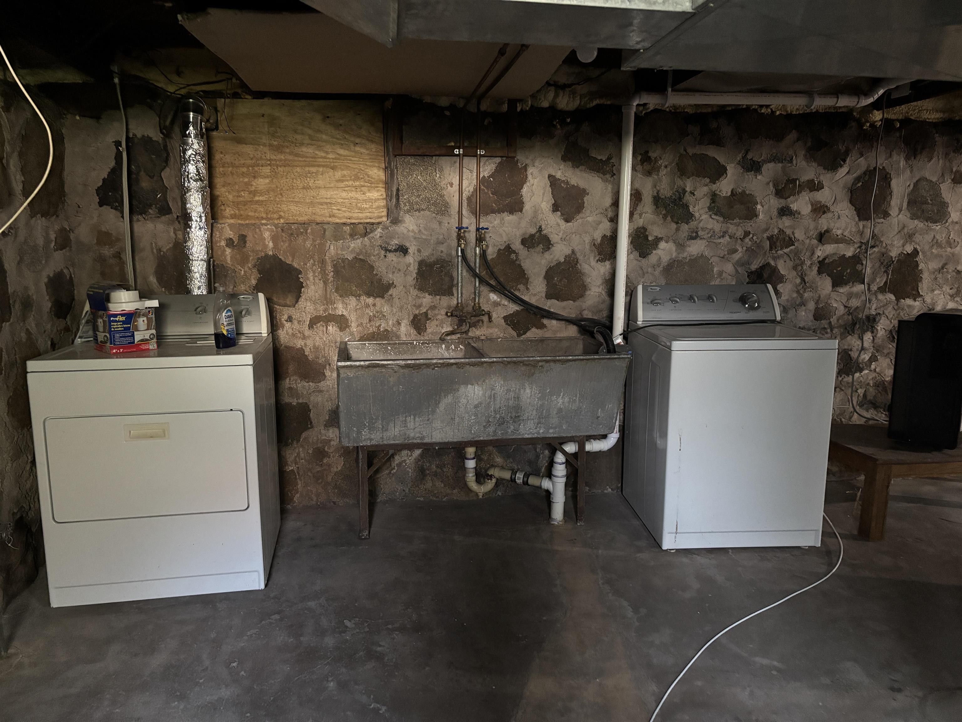 408 Midway Avenue Proctor, MN 55810 - Photo 20 of 20 Unfinished below grade area featuring washing machine and dryer and a sink