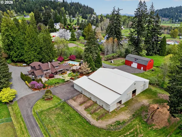 an aerial view of a house
