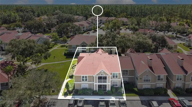 an aerial view of a house