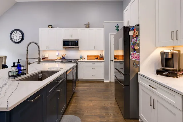 a kitchen with a stove and a countertop