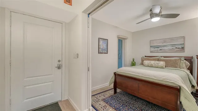 a view of a room with a wooden fence