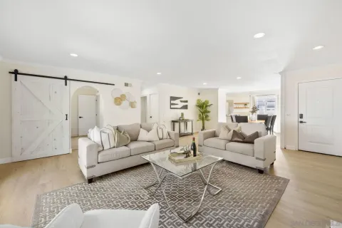 a living room with furniture and a couch