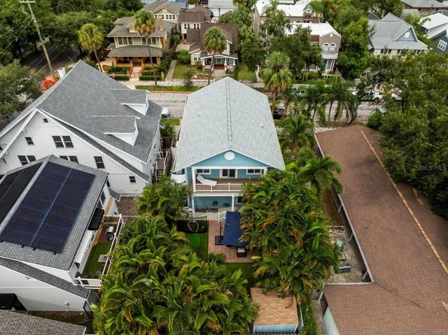 an aerial view of a house