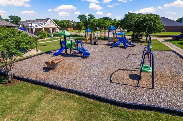 a view of a park with slide
