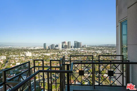 a view of a city from a balcony