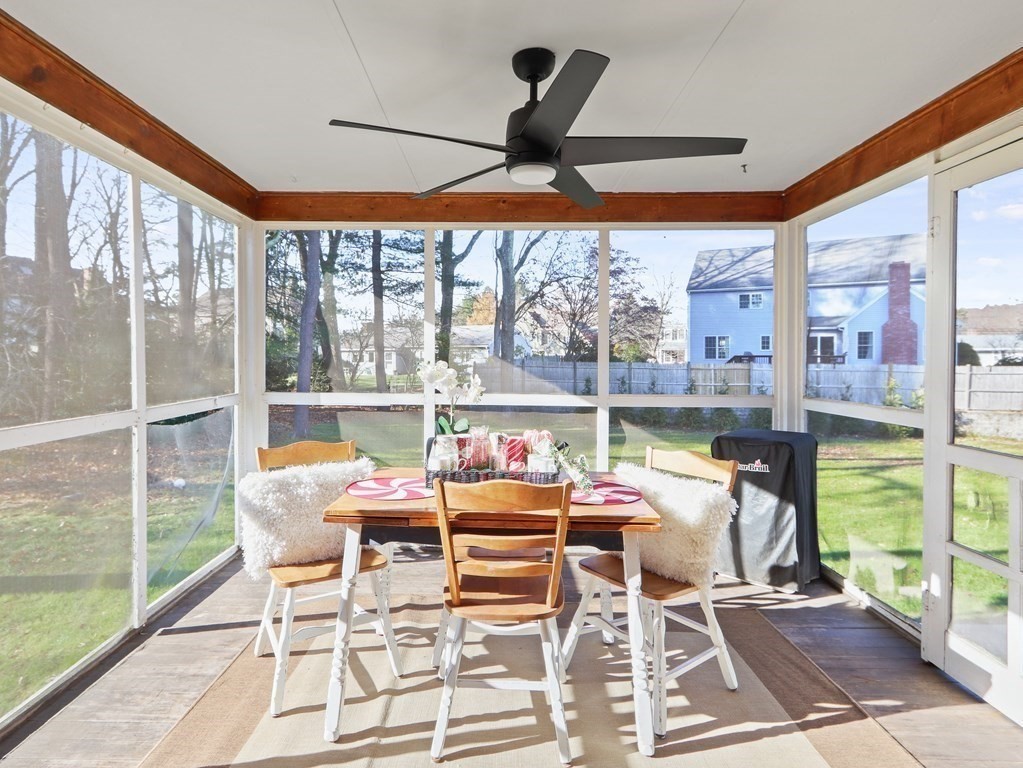 93 Meadowbrook Road Needham, MA 02492 - Photo 11 of 34 a dining room with furniture water view and a floor to ceiling window