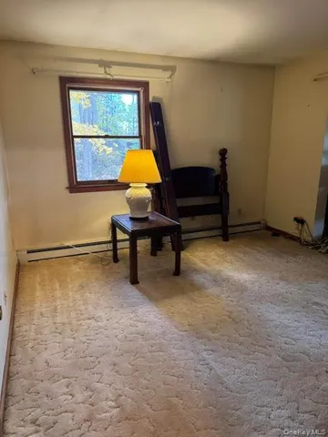 a room with a chair and a table